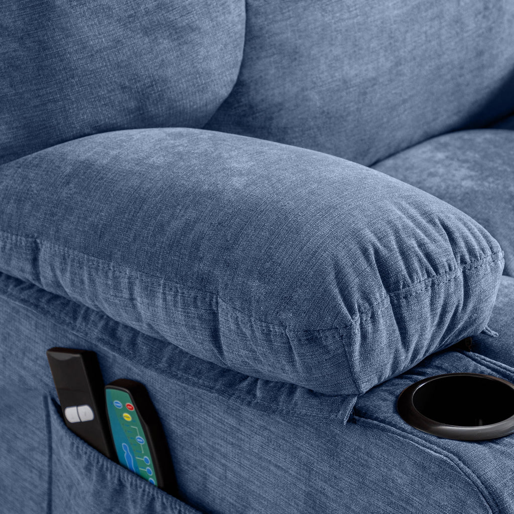 Blue Ergonomic Massage Rocker Recliner Chair with Vibration and Heat X7677