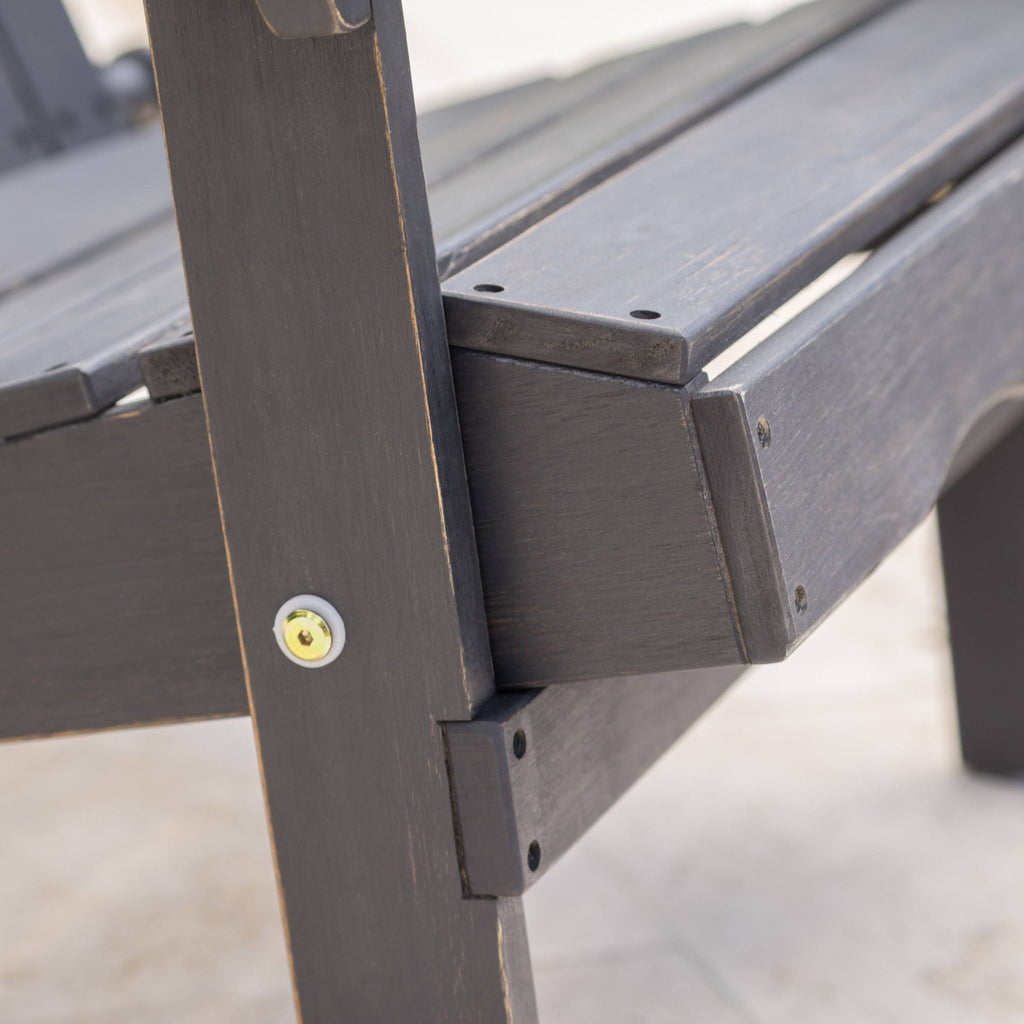 Dark Gray Acacia Wood Folding Adirondack Chair J674