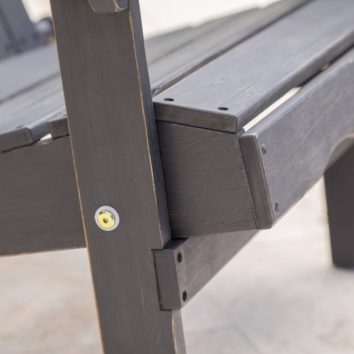 Dark Gray Acacia Wood Folding Adirondack Chair J674