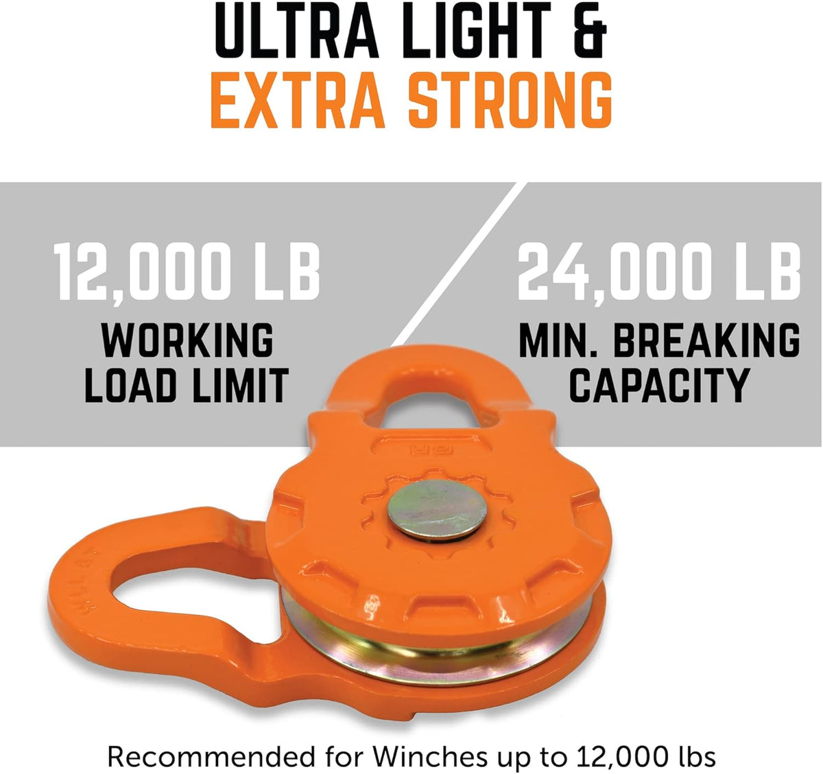 Snatch Block Winch Pulley, 12,000 lbs Working Load Limit, Pack of 2 R8378