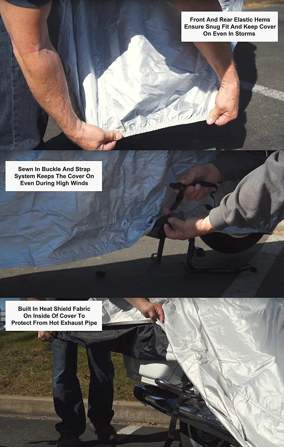 Motorcycle Cover with Reinforced Securing Straps and Storage Bag U9308