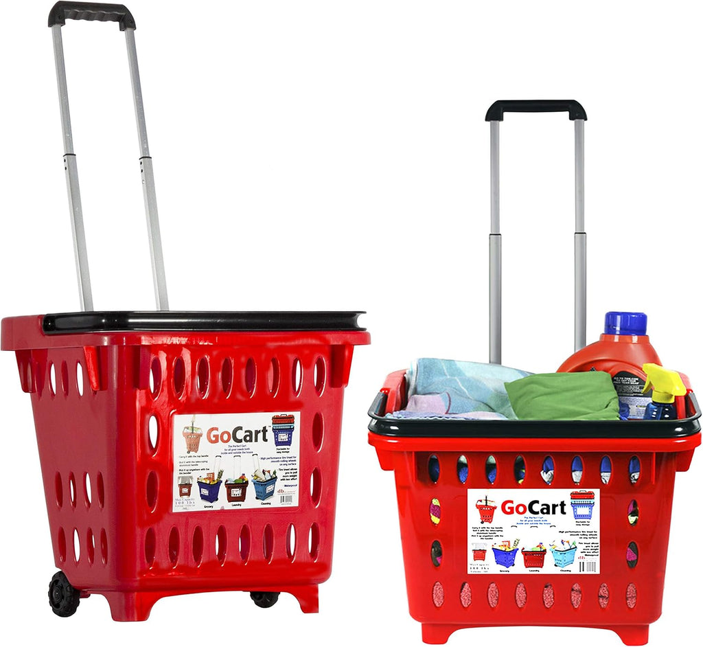 Teal Rolling Grocery Cart with Telescopic Handle T358