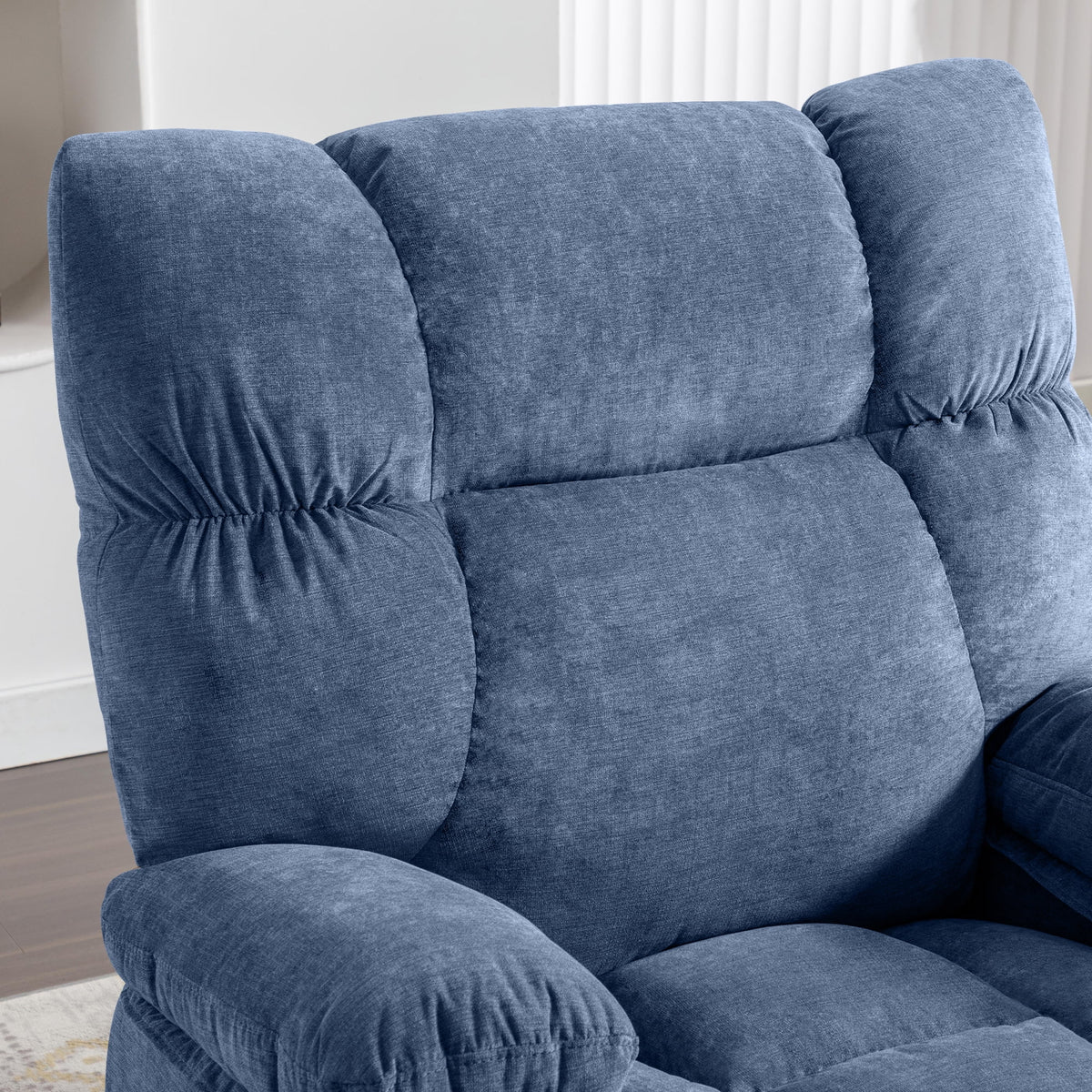 Blue Ergonomic Massage Rocker Recliner Chair with Vibration and Heat X7677