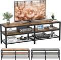 Rustic Brown and Gray Oak 3-Tier TV Stand with Metal Frame M862854