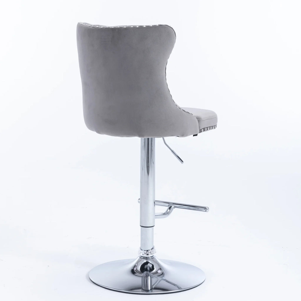 Gray Velvet Swivel Bar Stools Set of 2 with Backs G37000