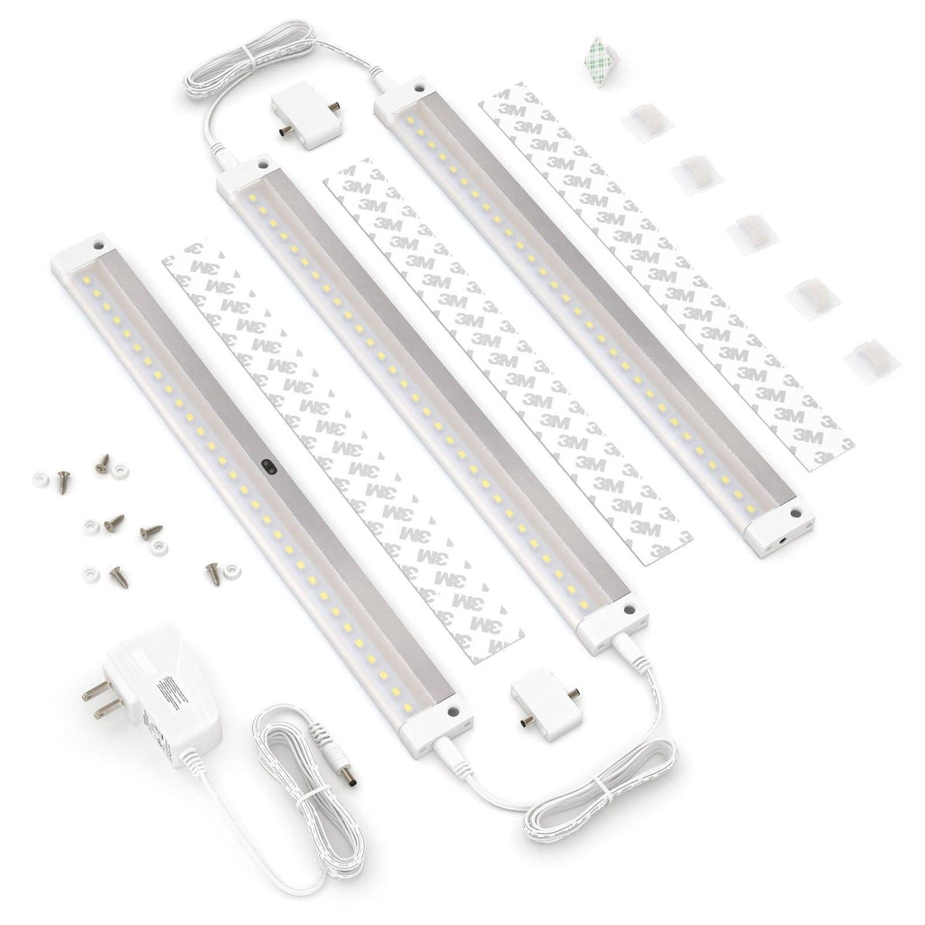 White Finish 3 12 inch Panels LED Dimmable Under Cabinet Lighting O128