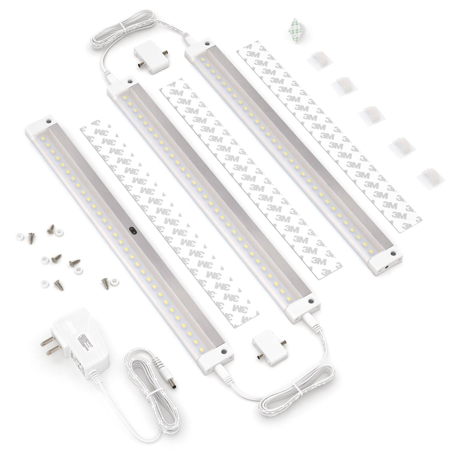 White Finish 3 12 inch Panels LED Dimmable Under Cabinet Lighting O128