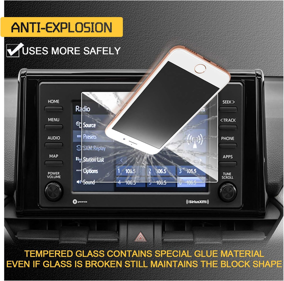 Center Touch Control Screen Protector for RAV4 7INCH 9H Hardness Tempered Glass R654690