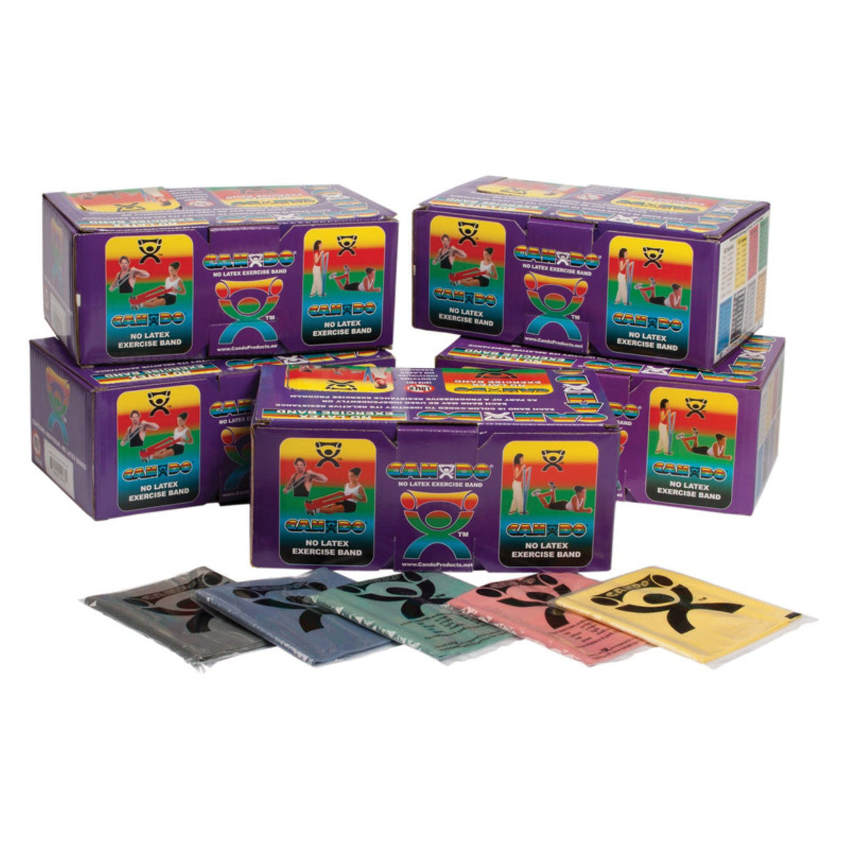 Latex Free Exercise Band Box of 40 4 ft 5-Piece Set P916