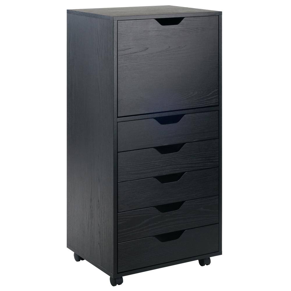 Black 5-Drawer Mobile Wood Cabinet I3608