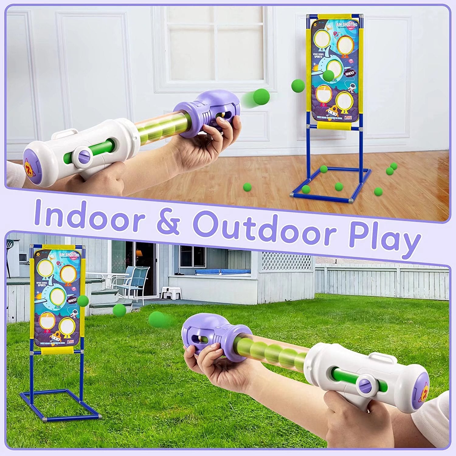 3 Pack Foam Blasters Guns with Space-Themed Shooting Target, 48 Foam Balls B9190