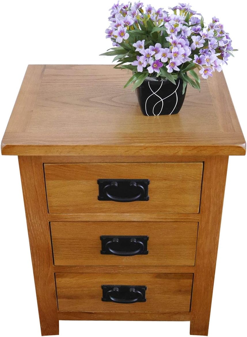 Oak Nightstand with Drawer, 3 Drawers Cabinet Board Nightstands Z824
