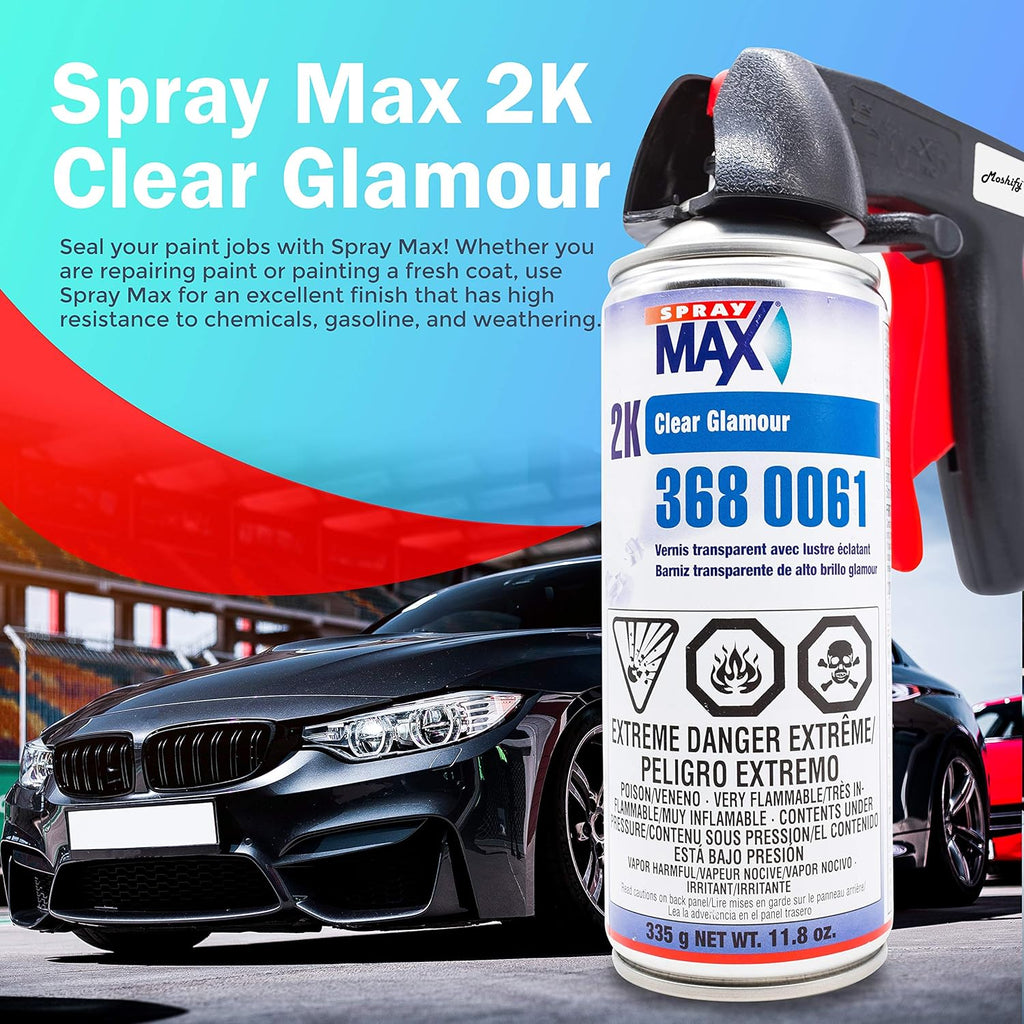 2K Clear Coat Aerosol Spray Can High Gloss Automotive Clear Coat Two Stage Clear Coat with Spray Can Trigger Pack of 2 D286473
