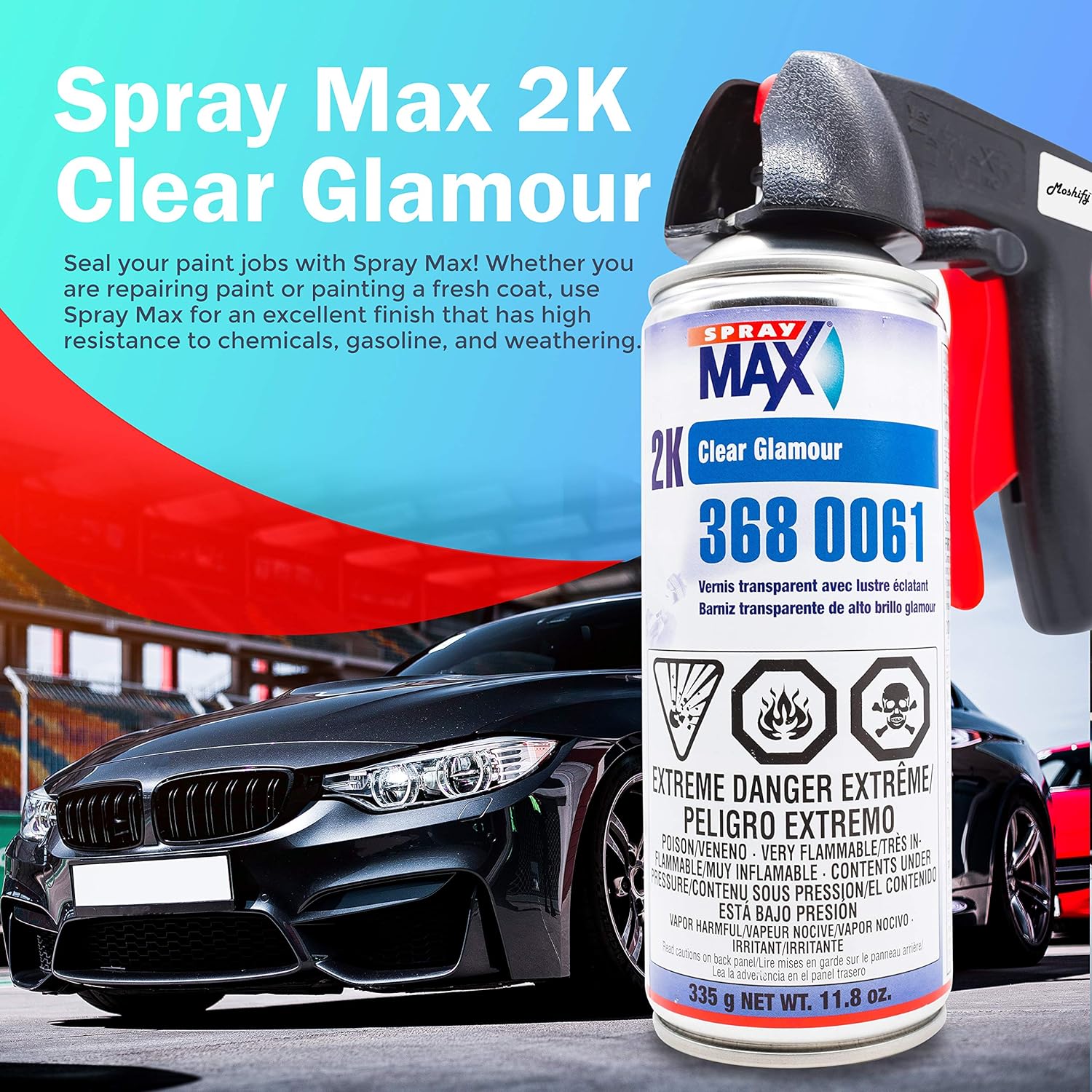 2K Clear Coat Aerosol Spray Can High Gloss Automotive Clear Coat Two Stage Clear Coat with Spray Can Trigger Pack of 2 D286473