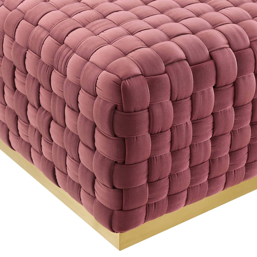 Gray Square Velvet Ottoman Z403