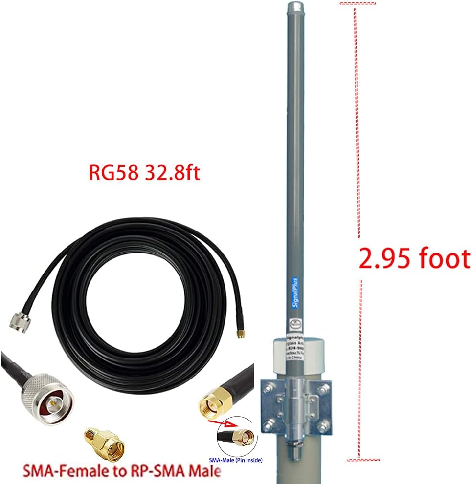 Helium Bobcat HNT Hotspot Lora LoT Antenna 868/915mhz 10dbi 35.4inch+32.8ft SMA/RP-SMA Cable H476