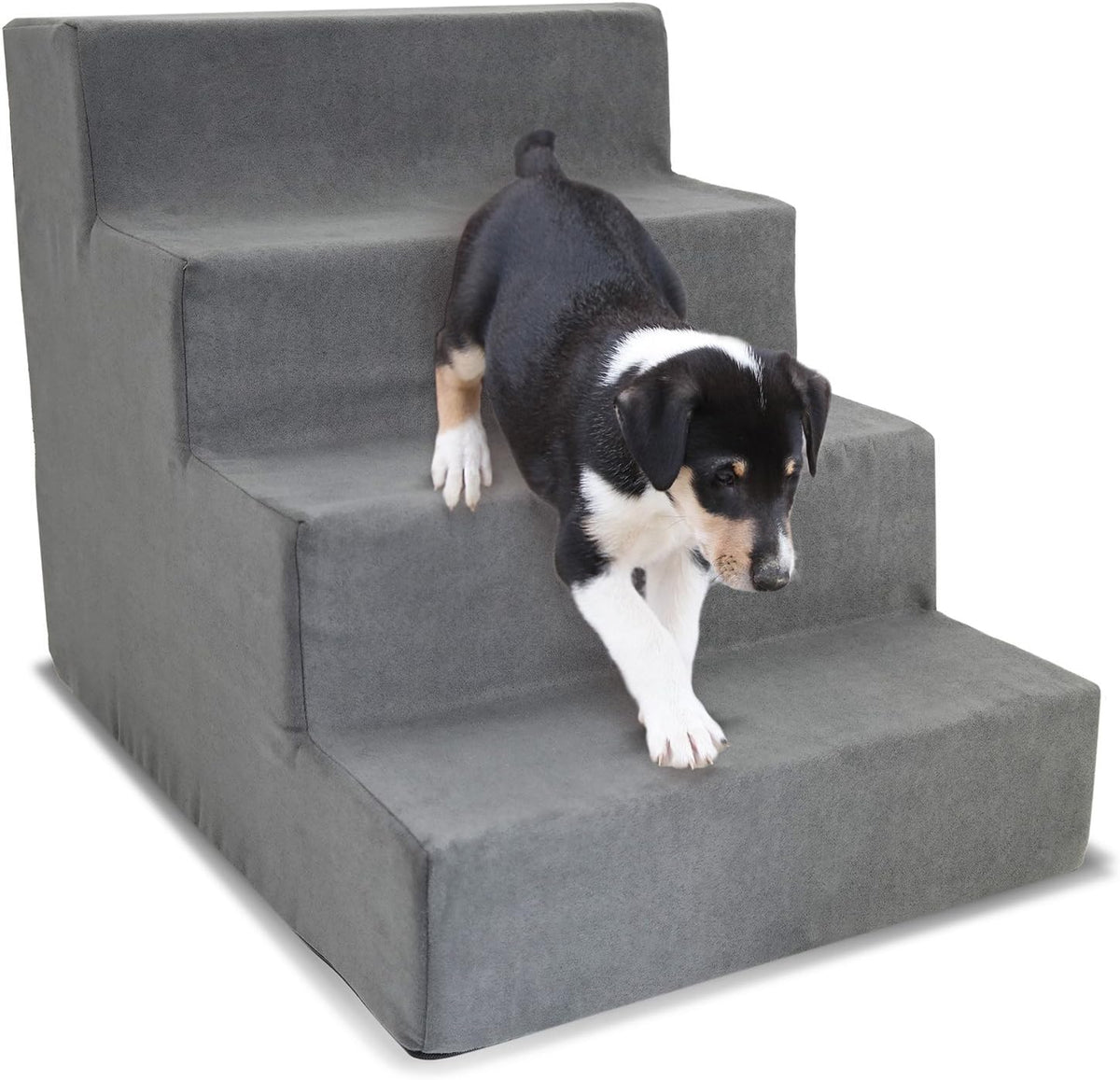 Brown Pet Ramp 4-Steps Stairs with Removable MicroSuede Cover H249105