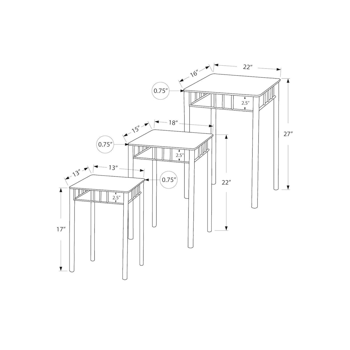 3 Piece Nesting Table Set R1921