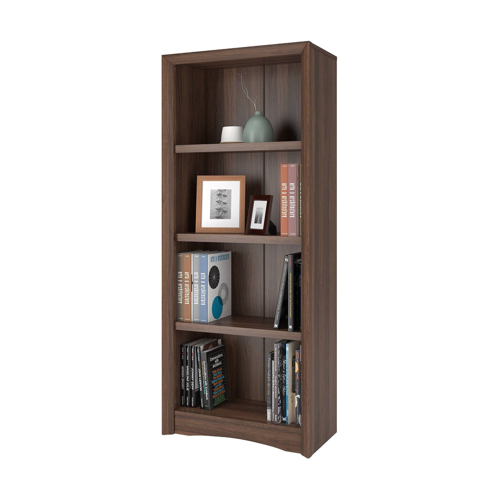 Brown Tall Adjustable Bookcase with Faux Woodgrain Finish I418