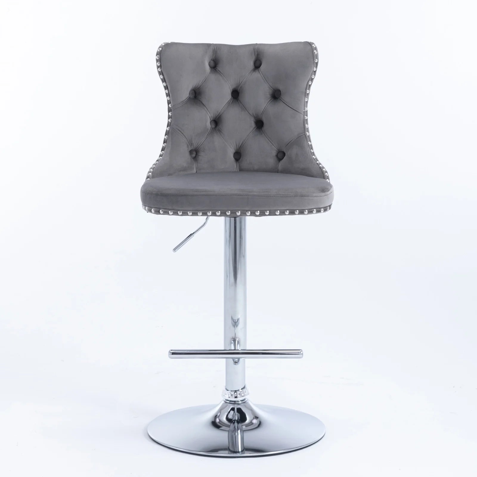Gray Velvet Swivel Bar Stools Set of 2 with Backs G37000