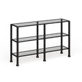 Distressed Black Metal and Glass 3-Tier Console Table Q6440