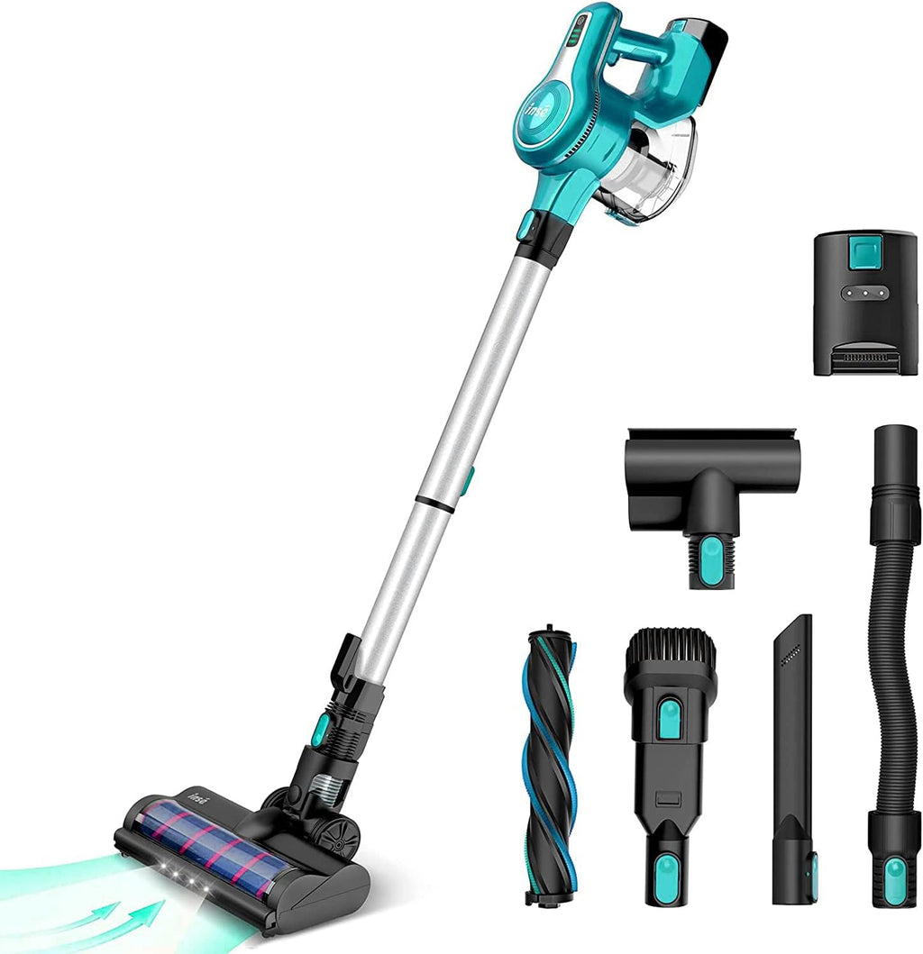 Cordless Stick Vacuum Cleaner, 23Kpa 250W, 45min Runtime 2500mAh, 10-in-1 Lightweight, Blue P781215