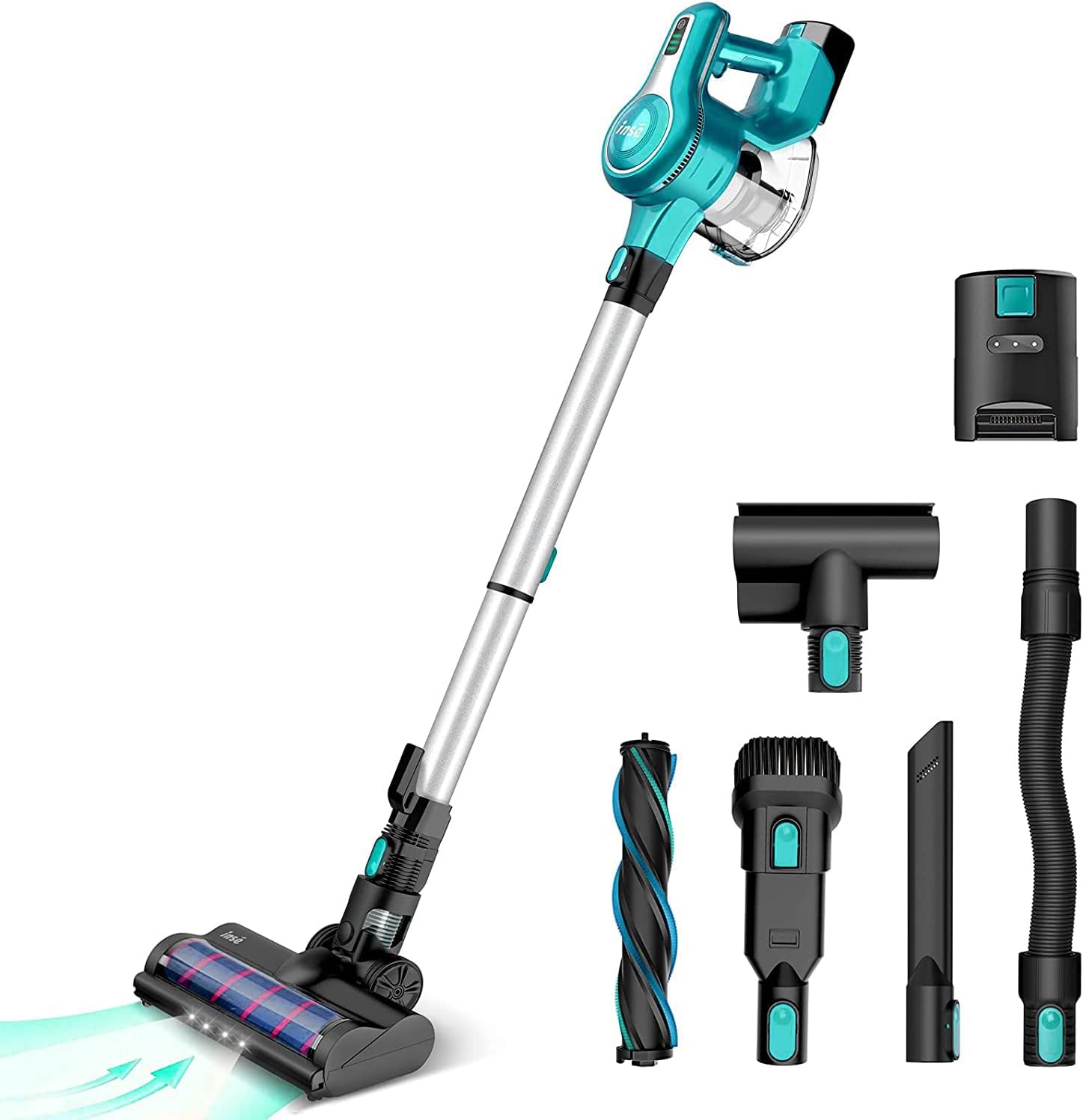 Cordless Stick Vacuum Cleaner, 23Kpa 250W, 45min Runtime 2500mAh, 10-in-1 Lightweight, Blue P781215