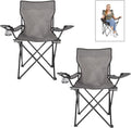 Grey 2 Pack Outdoor Folding Chair with Carry Storage Bag Q719290