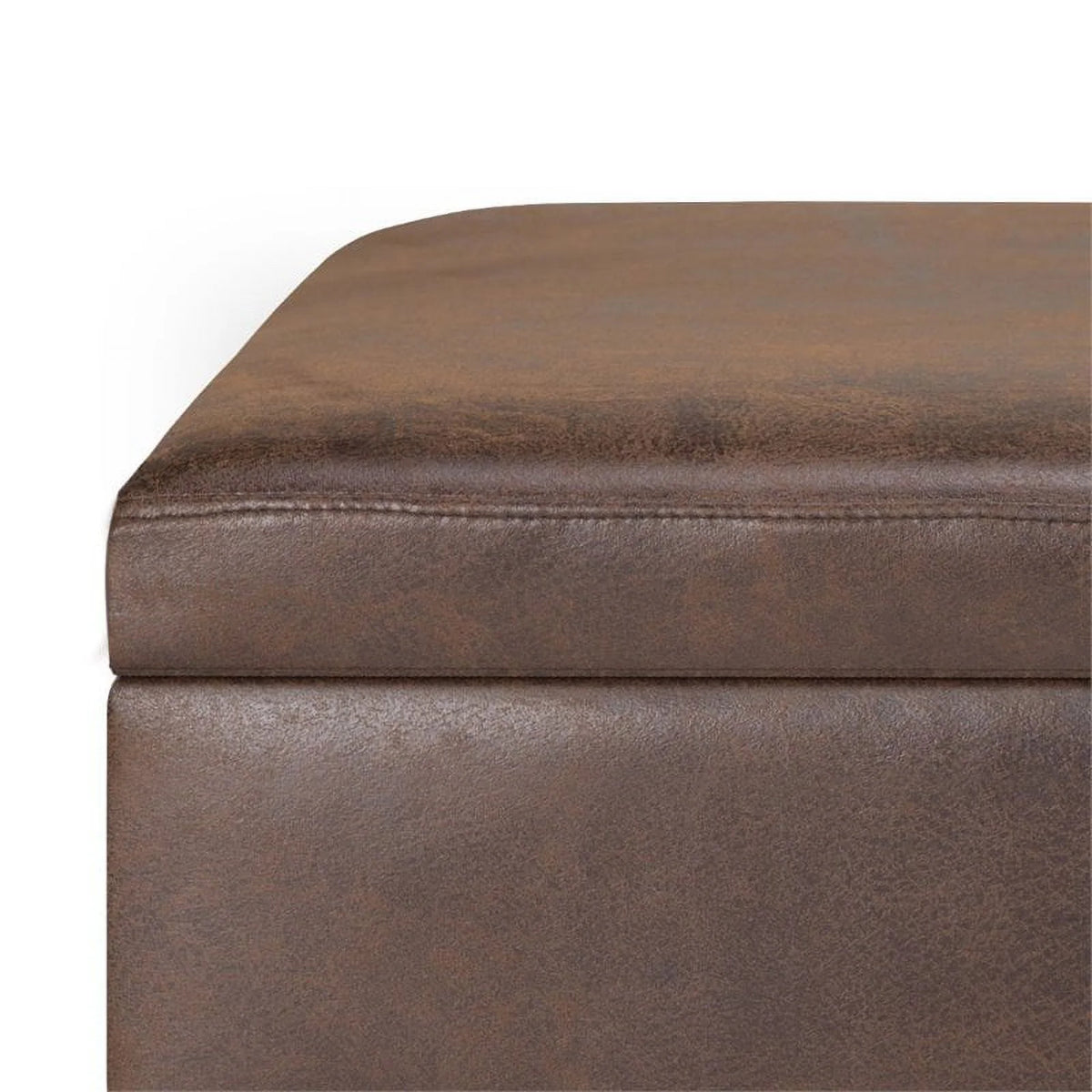 Chestnut Brown Faux Leather Storage Ottoman Z700