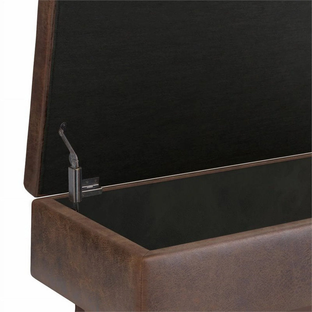 Chestnut Brown Faux Leather Storage Ottoman Z700