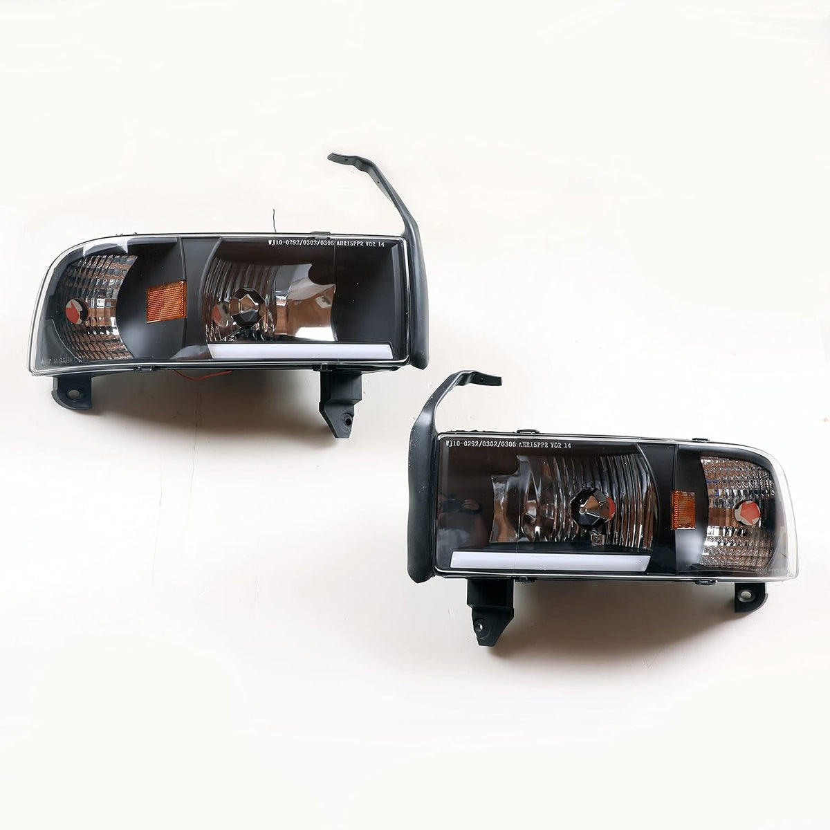 Headlight Assembly Compatible with 1994-2001 Dodge Ram 1500, 2500, 3500 Black Housing H598