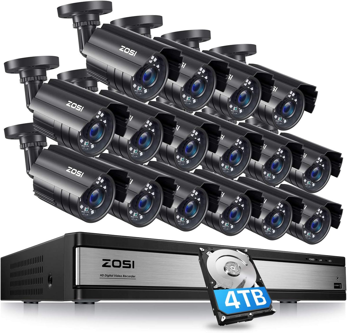 5MP Lite H.265+ 8CH 1080P CCTV DVR with 4pcs 2.0MP Weatherproof Surveillance Cameras B689301