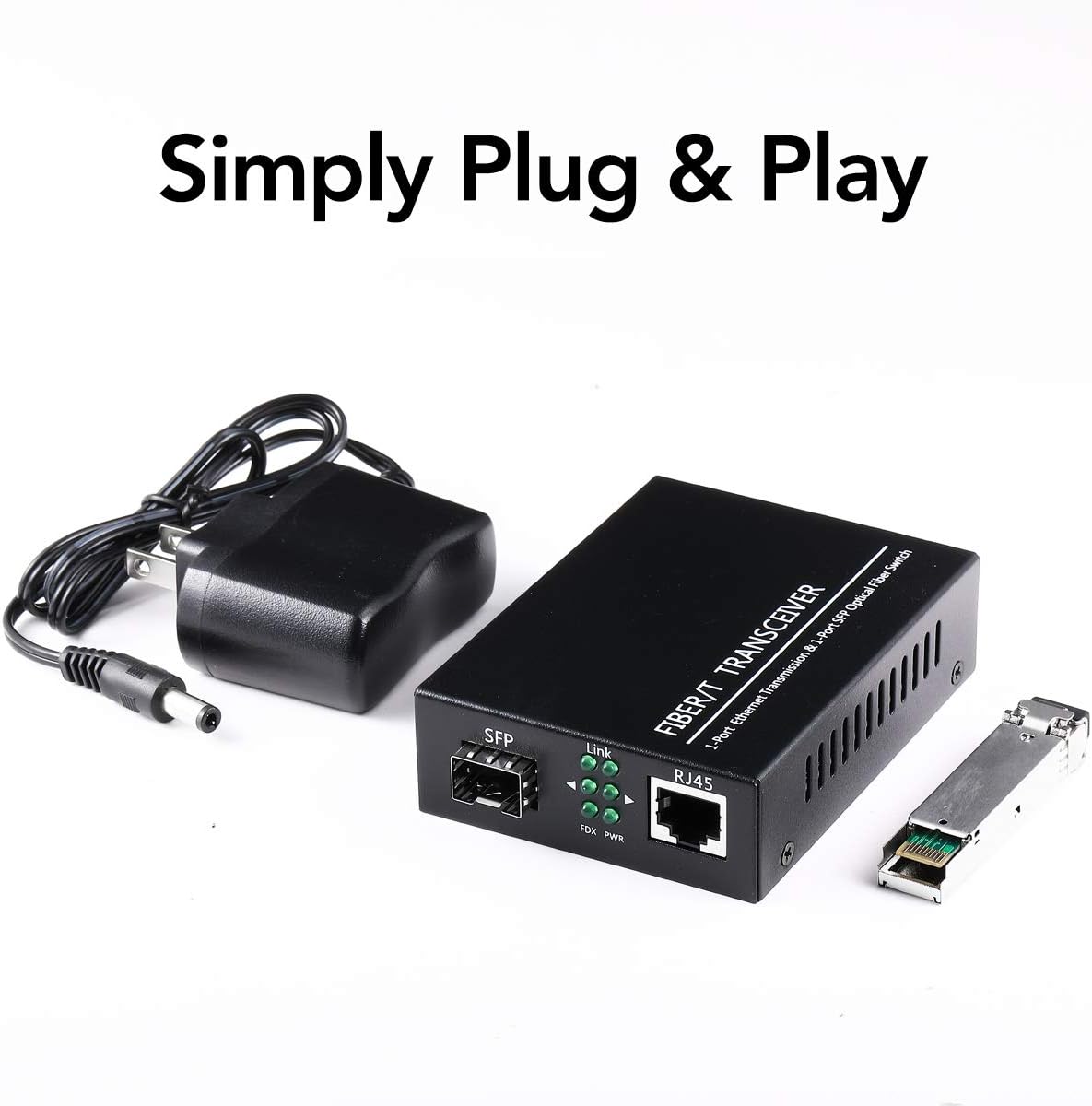 A Pair of 1.25G/s Bidi Gigabit Single-Mode Fiber Ethernet Media Converter with 2PCS Bidi SFP LC Transceiver Module Included, 10/100/1000Base-Tx to 1000Base-SX SMF RJ45 to SFP Slot up to 30KM Pack of 2 S947