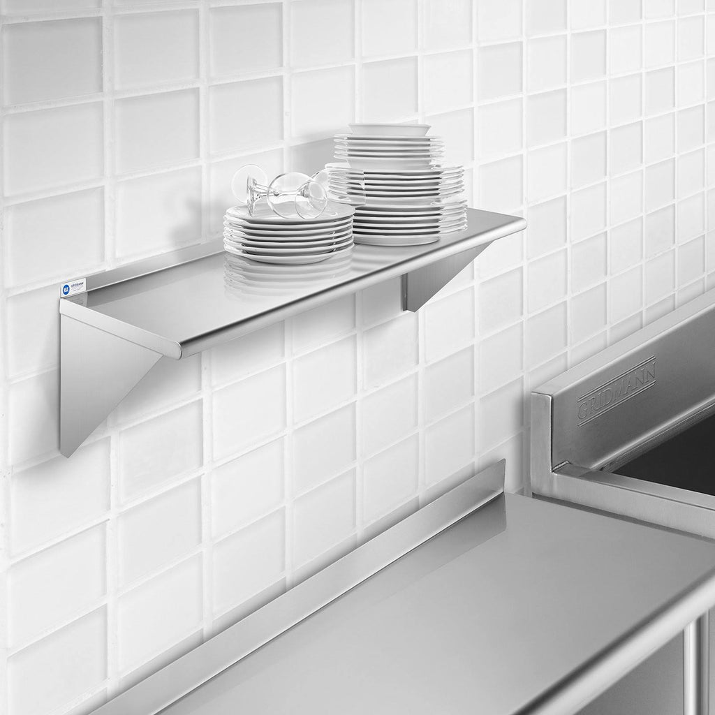 NSF Stainless Steel Kitchen Wall Mount Shelf with Backsplash R3351