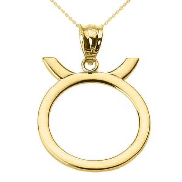 Yellow Gold Taurus Zodiac Sign Pendant Necklace with 16" chain A712720