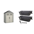 Heavy-Duty Resin Outdoor Shed with Double Doors and Windows, Dove Gray J419