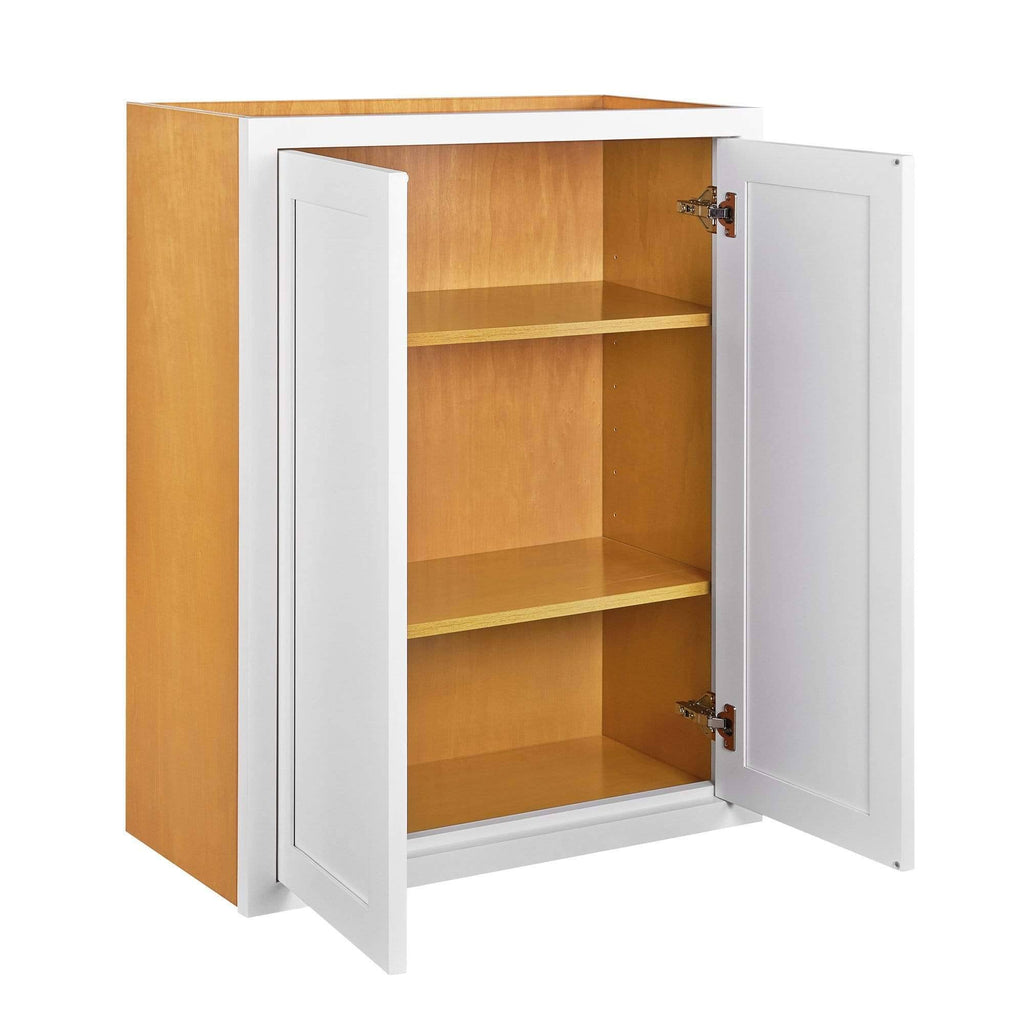 24 inch Wide 30 inch Tall 14 inch Deep Kitchen Cabinet Snow White Inset Shaker Double Door Unassembled F95629