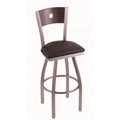 Counter Stool with Stainless Finish, Espresso Seat, Dark Cherry Maple Back, 360 B745056