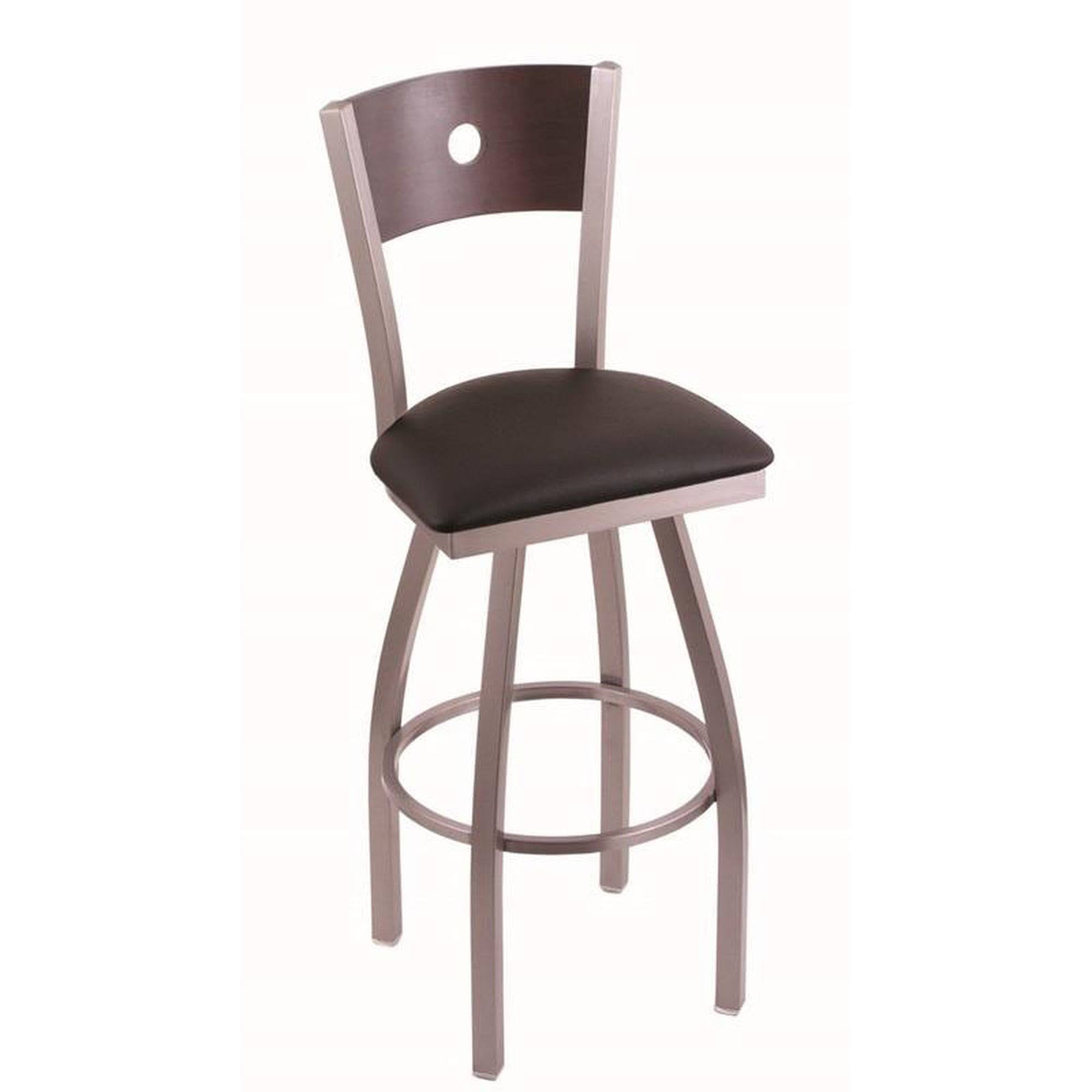 Counter Stool with Stainless Finish, Espresso Seat, Dark Cherry Maple Back, 360 B745056