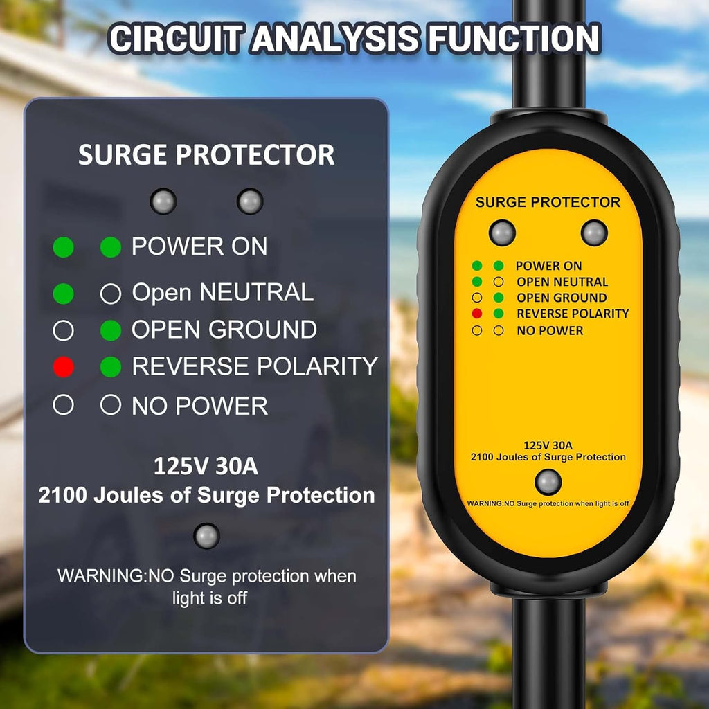 RV Surge Protector 30 amp, 2100 Joules Surge Protection, IP54 Waterproof U339