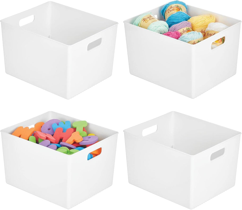 Clear Plastic Storage Organizer Bin with Handles, 4 Pack N608514
