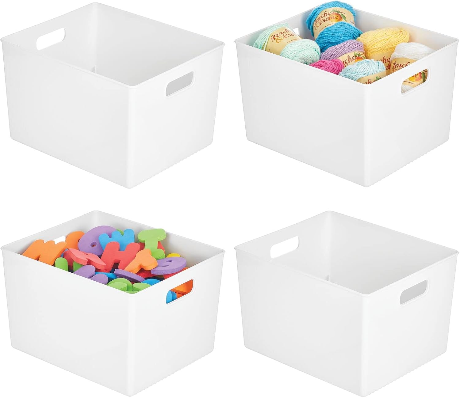 Clear Plastic Storage Organizer Bin with Handles, 4 Pack N608514