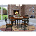 5 Piece Solid Wood Dining Set with Drop Leaf Table and 4 Chairs Z9109