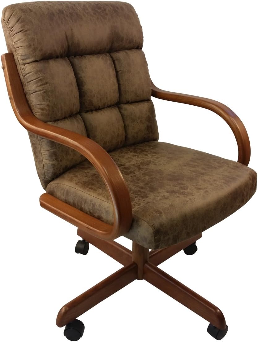 Rawhide Microsuede Swivel Tilt Caster Arm Chair Q573309