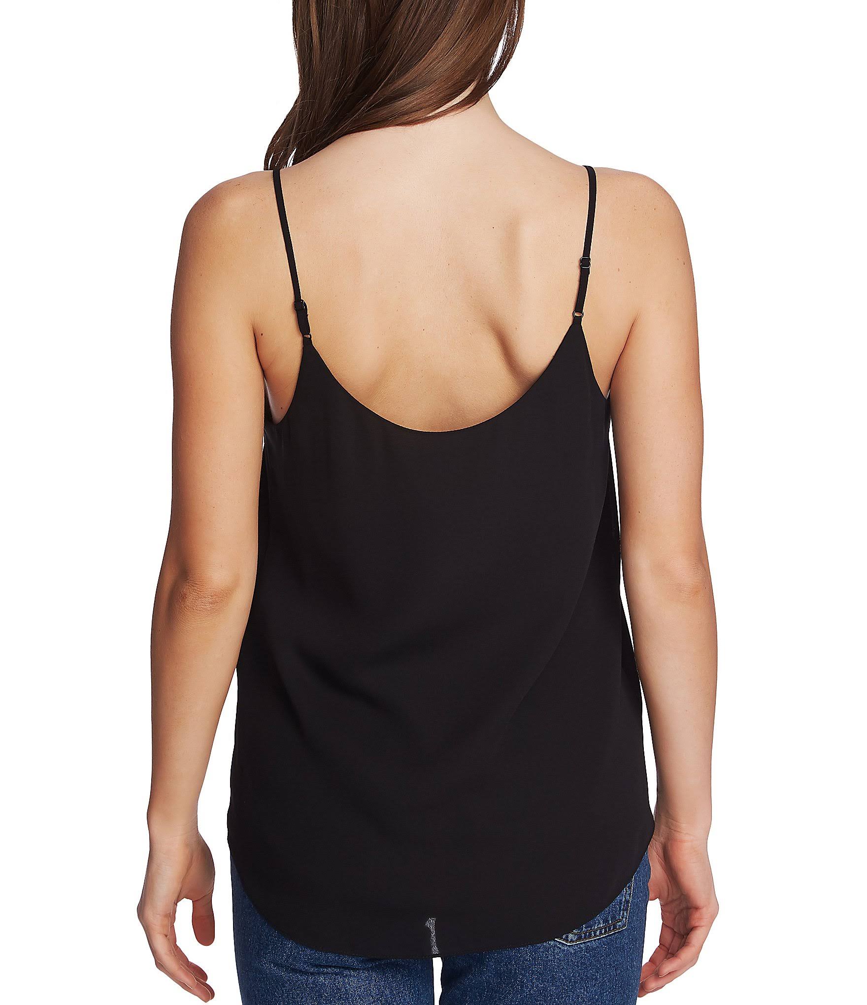 Rich Black Chiffon V Neck Camisole Top F5366