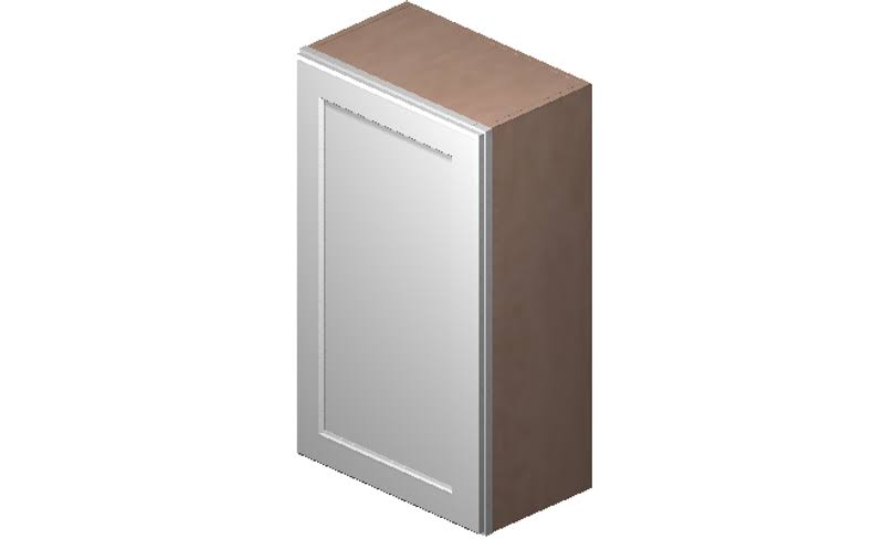 White 1 Door 2 Shelves Wall Cabinet High-Density Fiberboard B1523