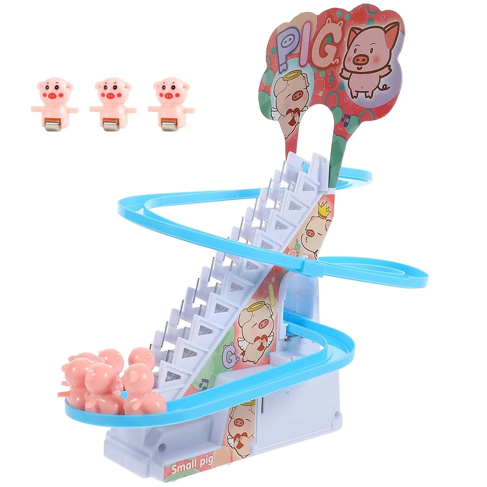 Electric Piggy Climbing Stairs Tracks Slide Toy U544