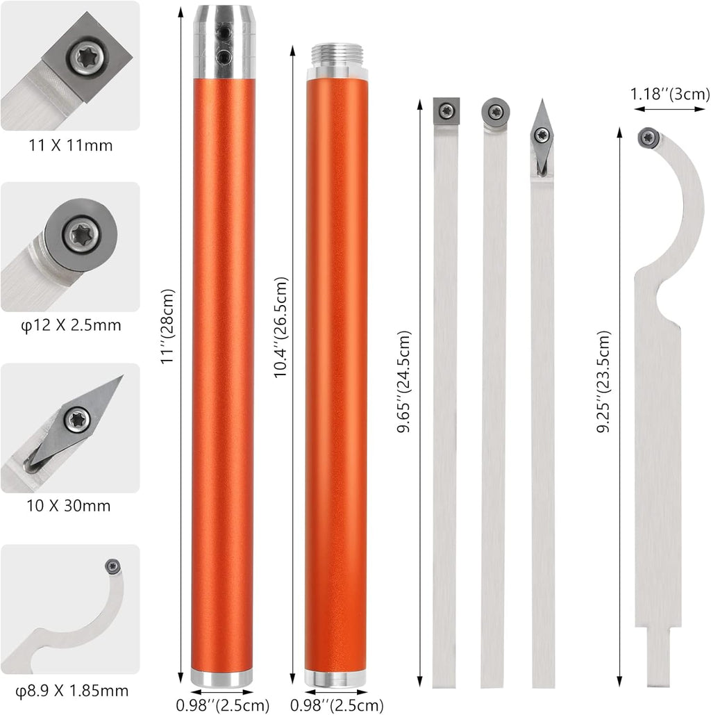 Carbide Turning Tools, 8 pcs Wood Turning Tools for Lathe E5582
