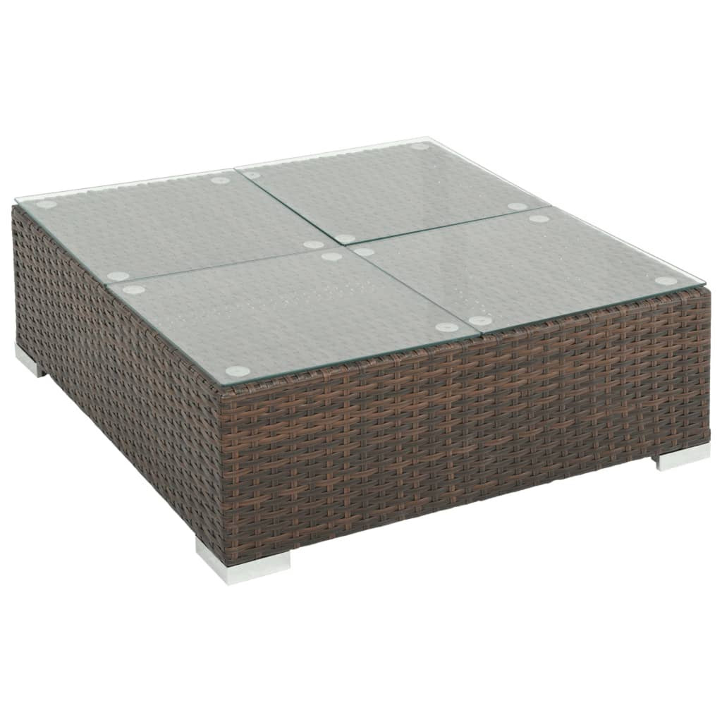 6 Piece Brown Poly Rattan Outdoor Sectional Sofa Set with Coffee Table B254