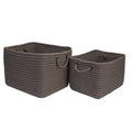 16x22 Gravel Gray Rectangular Braided Storage Basket A67443